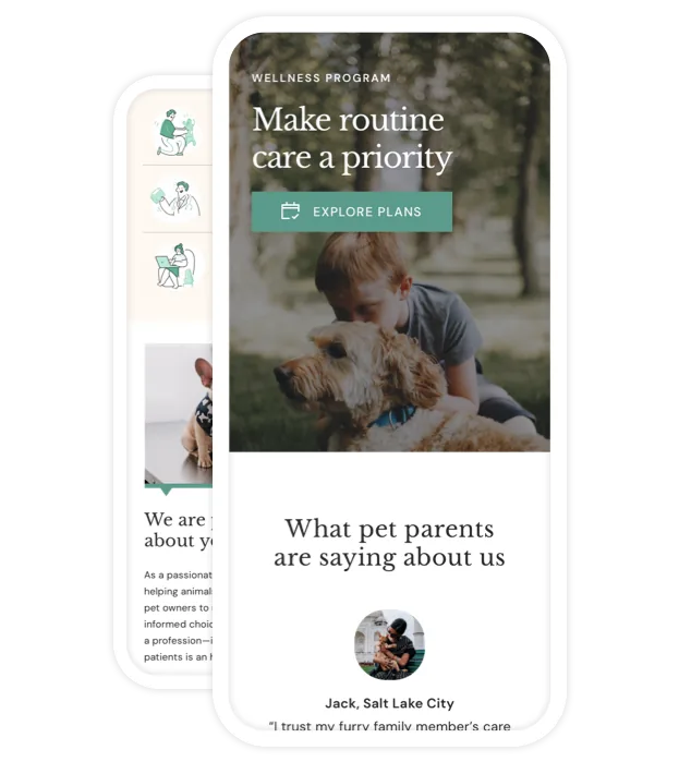 A beautifully designed veterinary website homepage