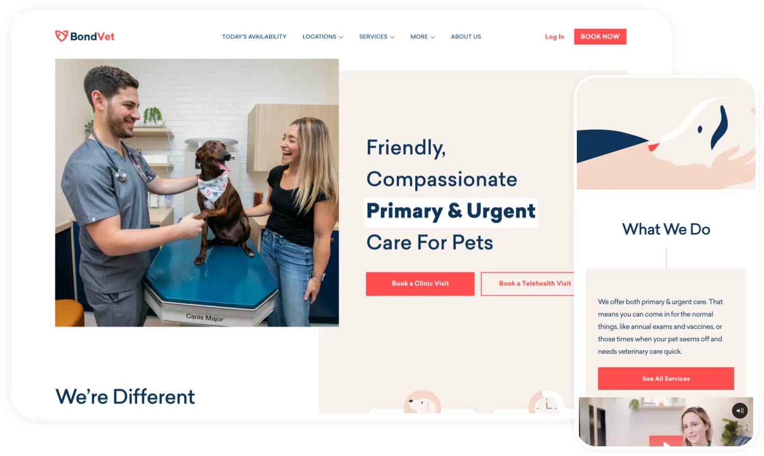 The Bond Vet website shown on desktop and mobile
